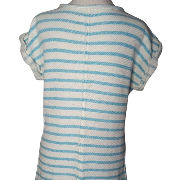 Lou & Grey Blue White Stripe Cotton French Terry Midi Length Dress Size Small - Picture 6 of 9